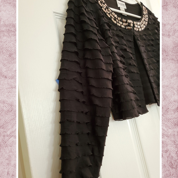 Chico's Traveler's Beaded Layered Mesh Bolero - Picture 4 of 5